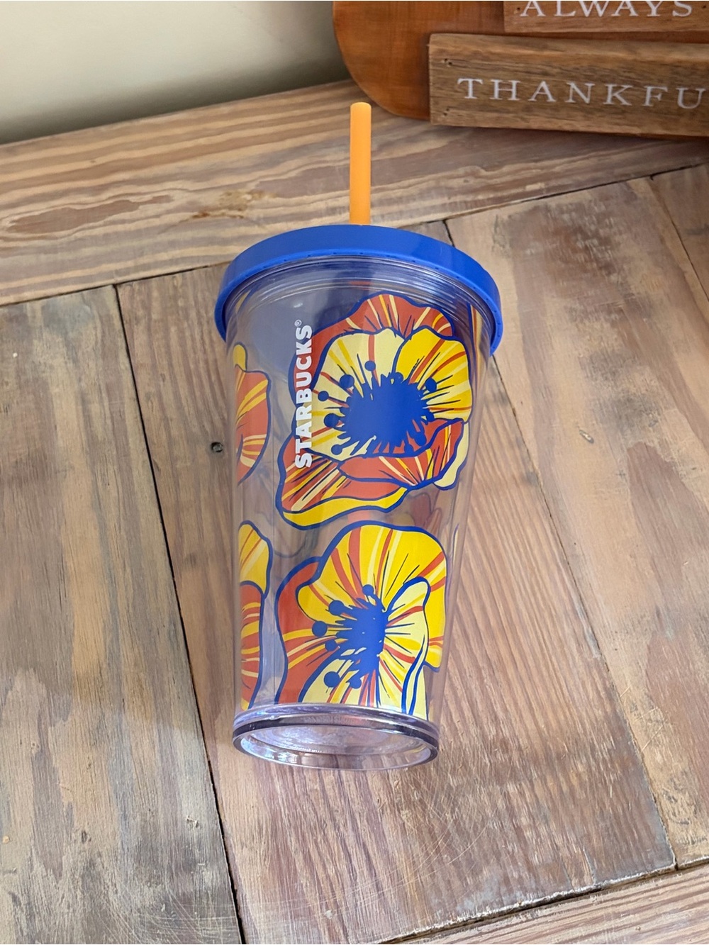 Starbucks 2018 Poppy Flowers Clear Cold Cup 16oz. Tumbler
